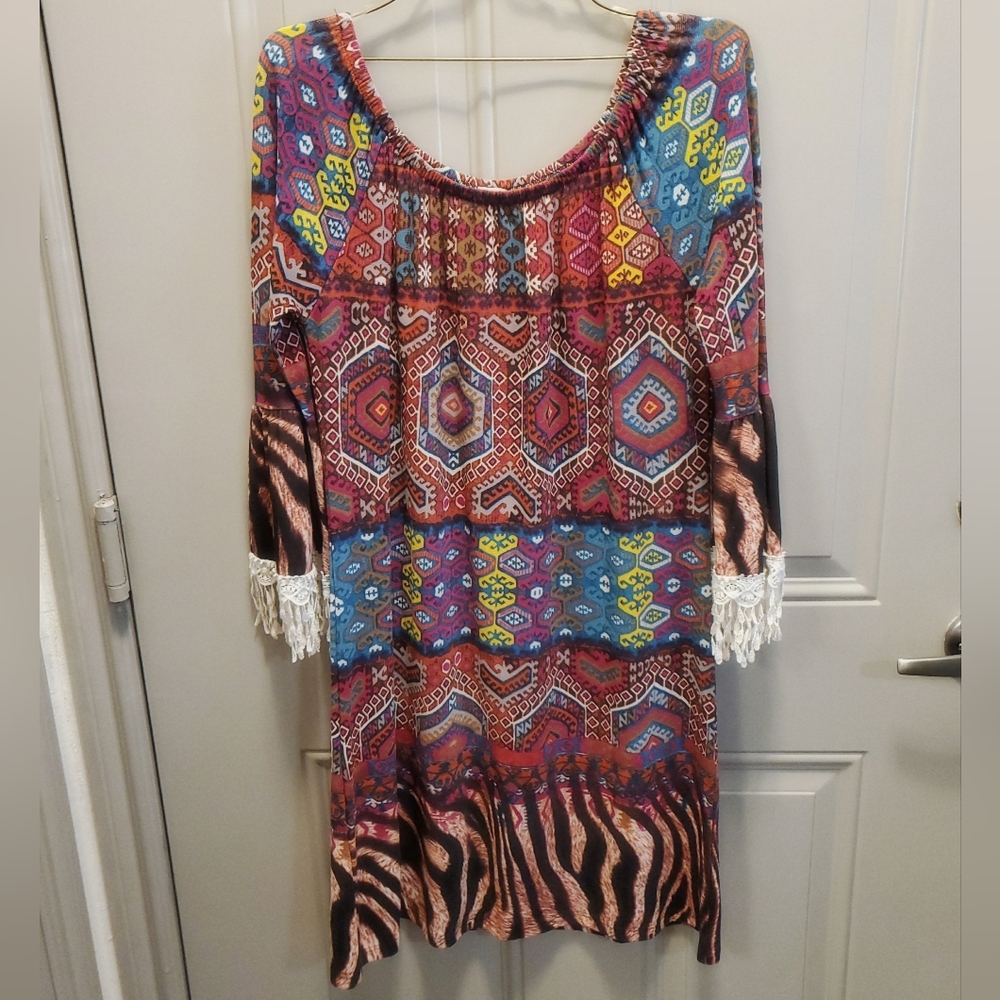 Boho Print Off-Shoulder Dress